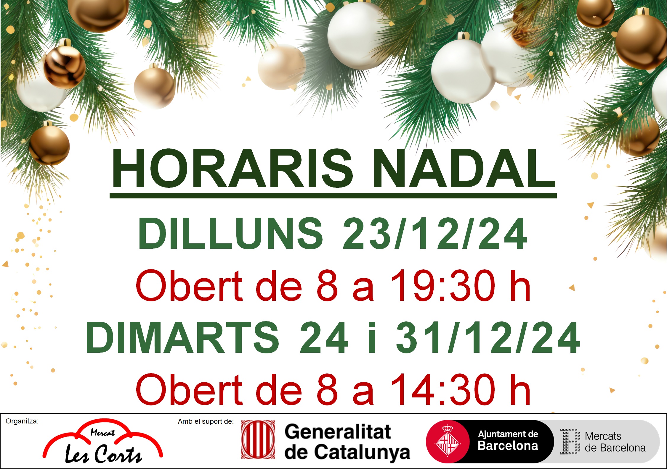 Horarios especiales Navidad 2024